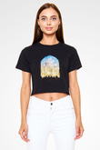Tac Mahal Siyah  Crop Top Tişört