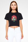 Tac Mahal Siyah Crop Top Tişört