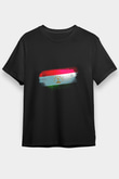 Tacikistan - Tajikistan Bayrağı Baskılı Unisex Siyah Tişört