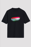 Tacikistan - Tajikistan Bayrağı Baskılı Unisex Siyah Oversize Tişört