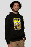 Tails Airplane Baskılı Unisex Siyah Hoodie