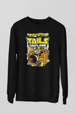 Tails Airplane Baskılı Unisex Siyah Sweatshirt