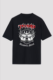 Tankard Baskılı Unisex Siyah Oversize Tişört - Tshirt