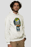 Task Master Skull Boombox Baskılı Unisex Beyaz Hoodie