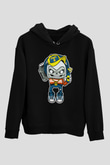 Task Master Skull Boombox Baskılı Unisex Siyah Hoodie