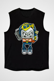 Task Master Skull Boombox Baskılı Unisex Siyah Kolsuz Tişört