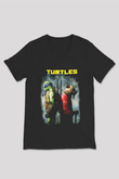 Teenage Mutant Ninja Turtles Ninja Kaplumbağalar Siyah Unisex V Yaka Tişört
