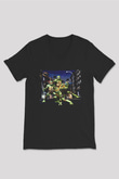 Teenage Mutant Ninja Turtles Ninja Kaplumbağalar Siyah Unisex  V Yaka Tişört