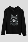 Tek Gözlü KediSiyah  Unisex Hoodie