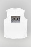 Telefona Evrim Baskılı Unisex Kolsuz Beyaz Tişört - Tshirt