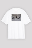 Telefona Evrim Baskılı Unisex Oversize Beyaz Tişört - Tshirt