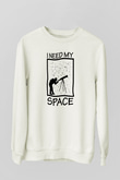 Teleskop Astronomi Baskılı Unisex Ekru Sweatshirt