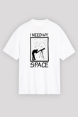 Teleskop Astronomi Baskılı Unisex Oversize Beyaz Tişört - Tshirt