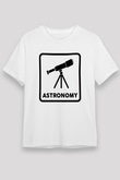 Teleskop Baskılı Unisex Beyaz Tişört - Tshirt