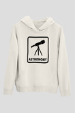 Teleskop Baskılı Unisex Ekru Hoodie