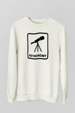Teleskop Baskılı Unisex Ekru Sweatshirt