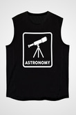 Teleskop Baskılı Unisex Kolsuz Siyah Tişört - Tshirt
