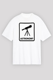 Teleskop Baskılı Unisex Oversize Beyaz Tişört - Tshirt