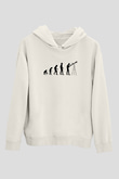 Teleskop Evrim Baskılı Unisex Ekru Hoodie
