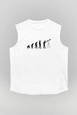 Teleskop Evrim Baskılı Unisex Kolsuz Beyaz Tişört - Tshirt