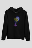 Tenis - Tennis Baskılı Unisex Siyah Kapüşonlu Sweatshirt