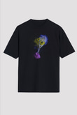 Tenis - Tennis Baskılı Unisex Siyah Oversize Tişört