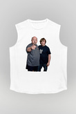 Teracious D Baskılı Beyaz Unisex Kolsuz Tişört - Tshirt