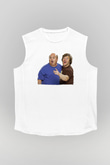 Teracious D Baskılı Beyaz Unisex Kolsuz Tişört - Tshirt