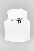 Teracious D Baskılı Beyaz Unisex Kolsuz Tişört - Tshirt