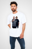 Teracious D Baskılı Beyaz Unisex Oversize Tişört - Tshirt