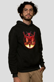 Teracious D Baskılı Unisex Siyah Kapüşonlu Sweatshirt