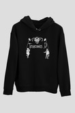 Teracious D Baskılı Unisex Siyah Kapüşonlu Sweatshirt