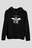 Teracious D Baskılı Unisex Siyah Kapüşonlu Sweatshirt