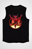 Teracious D Baskılı Unisex Siyah Kolsuz Tişört - Tshirt