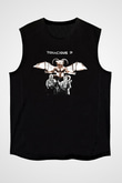 Teracious D Baskılı Unisex Siyah Kolsuz Tişört - Tshirt