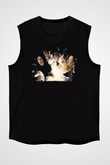 Teracious D Baskılı Unisex Siyah Kolsuz Tişört - Tshirt