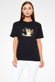 Teracious D Baskılı Unisex Siyah Tişört - Tshirt