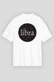 Terazi Burcu Baskılı Beyaz Unisex Oversize Tişört - Tshirt