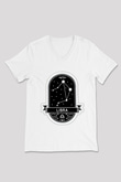 Terazi Burcu Baskılı Beyaz Unisex V Yaka Tişört - Tshirt