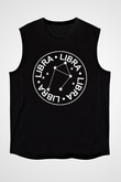 Terazi Burcu Baskılı Unisex Siyah Kolsuz Tişört - Tshirt