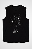 Terazi Burcu Baskılı Unisex Siyah Kolsuz Tişört - Tshirt