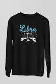 Terazi Burcu Baskılı Unisex Siyah Sweatshirt