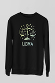 Terazi Burcu Baskılı Unisex Siyah Sweatshirt