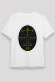 Terazi Burcu Unisex Baskılı Beyaz Tişört - Tshirt