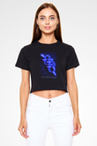 Testosteron Molekülü Neon Baskılı Crop Top Kadın Tİşört - Tshirt