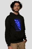 Testosteron Molekülü Neon Baskılı Unisex Siyah Kapüşonlu Sweatshirt