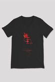 Testosterone Molekülü Baskılı Unisex V Yaka Siyah Tİşört - Tshirt
