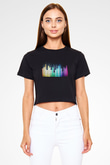 Tetris Siyah  Crop Top Tişört