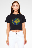 Tetris Siyah Crop Top Tişört