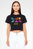 Tetris Siyah Crop Top Tişört
